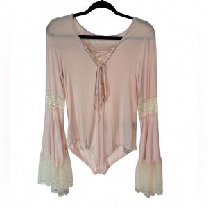 POL Blush Lace-Up Top
